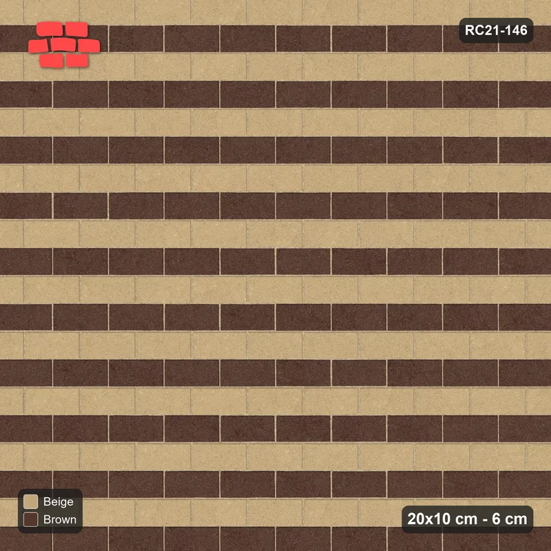 Interlock (Pasco) 20x10 cm · RC21-146 · Running Bond, Alternate Courses · Top view