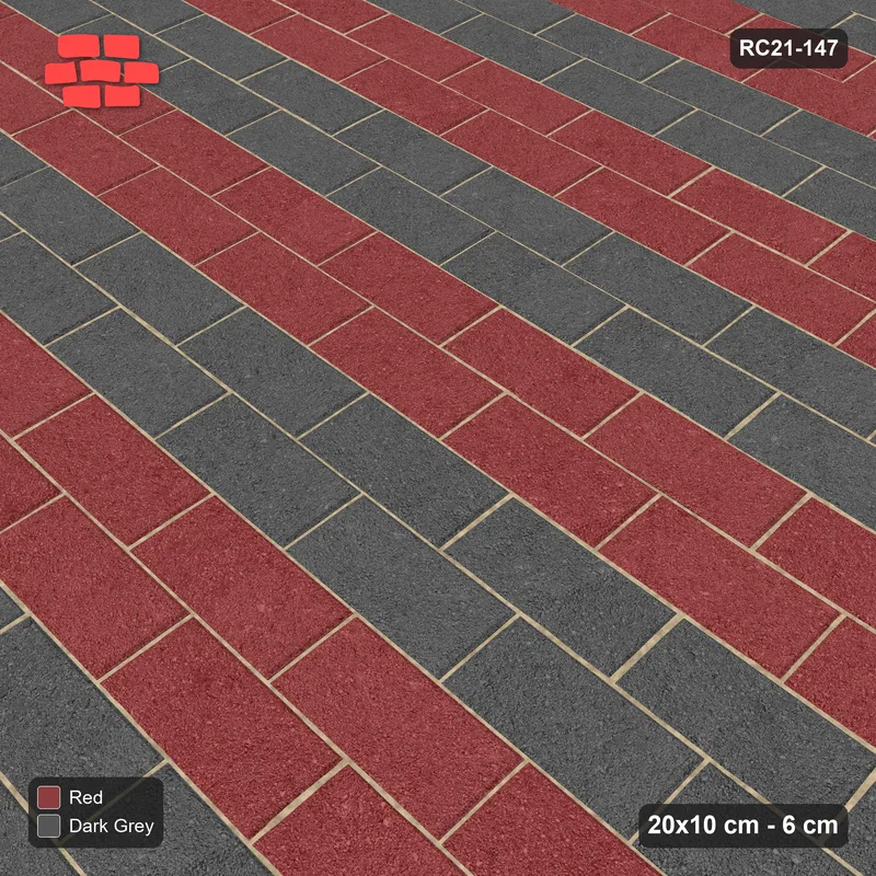 Interlock (Pasco) 20x10 cm · RC21-147 · Running Bond, Wide Course Stripes · Side view