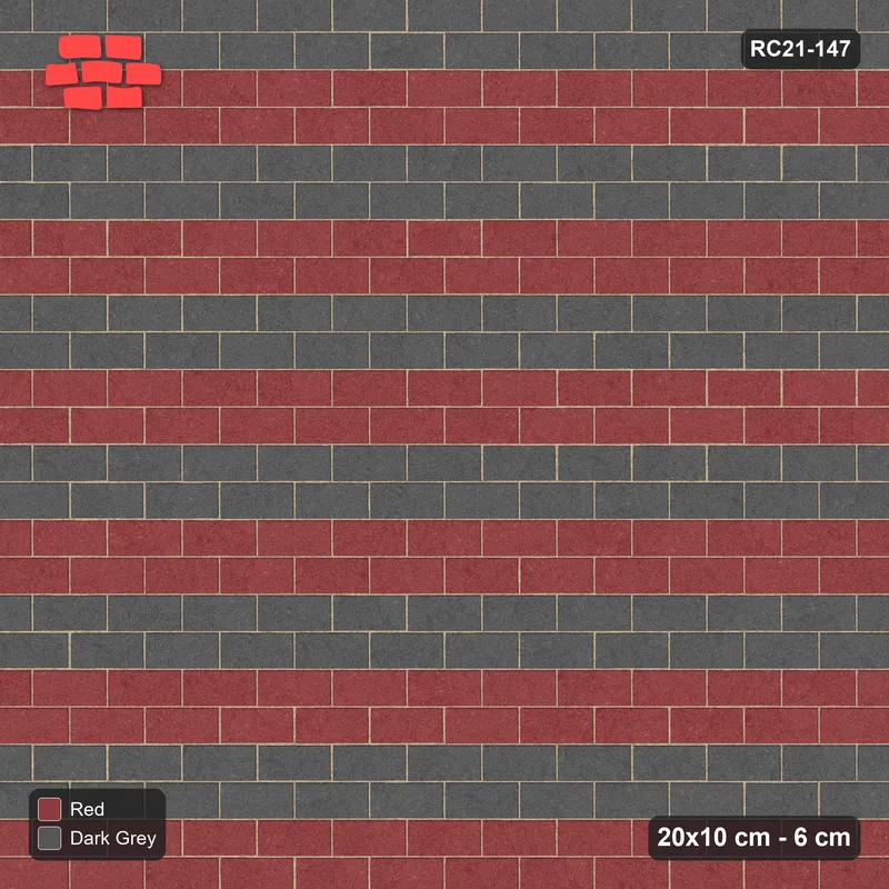 Interlock (Pasco) 20x10 cm · RC21-147 · Running Bond, Wide Course Stripes · Top view