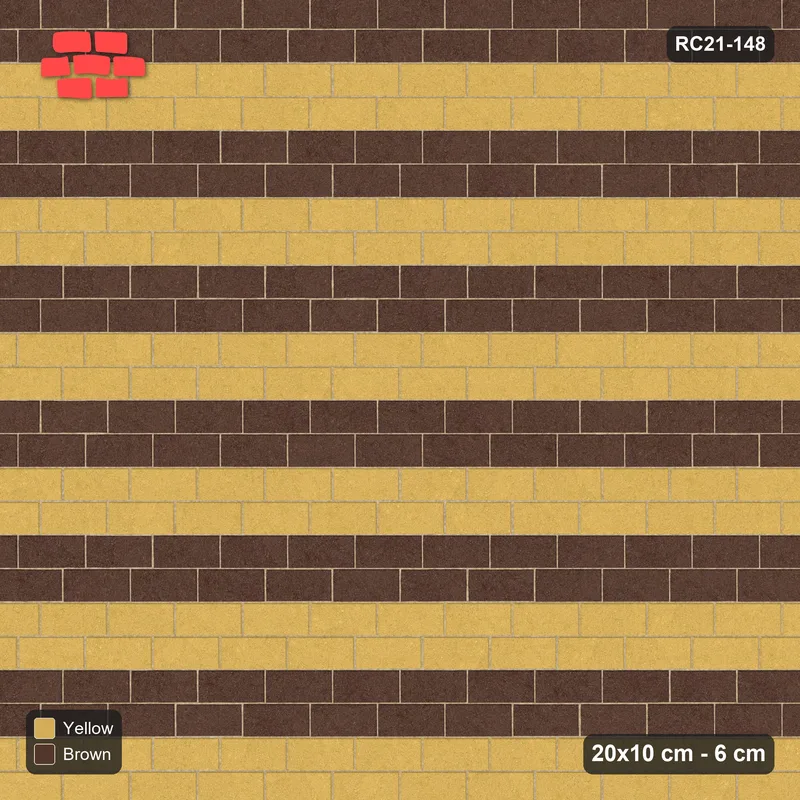 Interlock (Pasco) 20x10 cm · RC21-148 · Running Bond 1/3, Wide Course Stripes · Top view