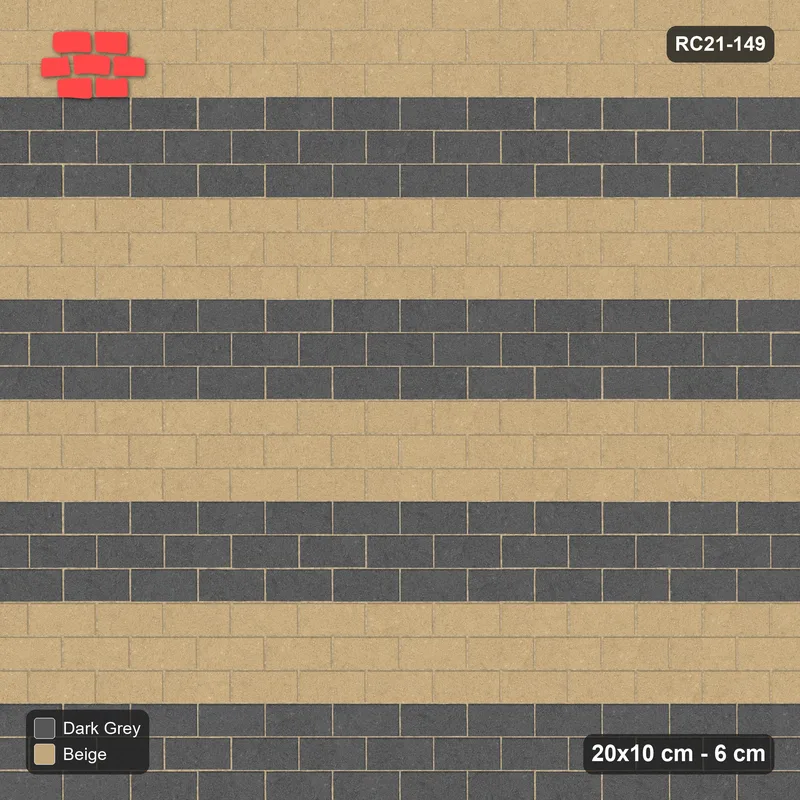 Interlock (Pasco) 20x10 cm · RC21-149 · Running Bond, Wide Course Stripes · Top view