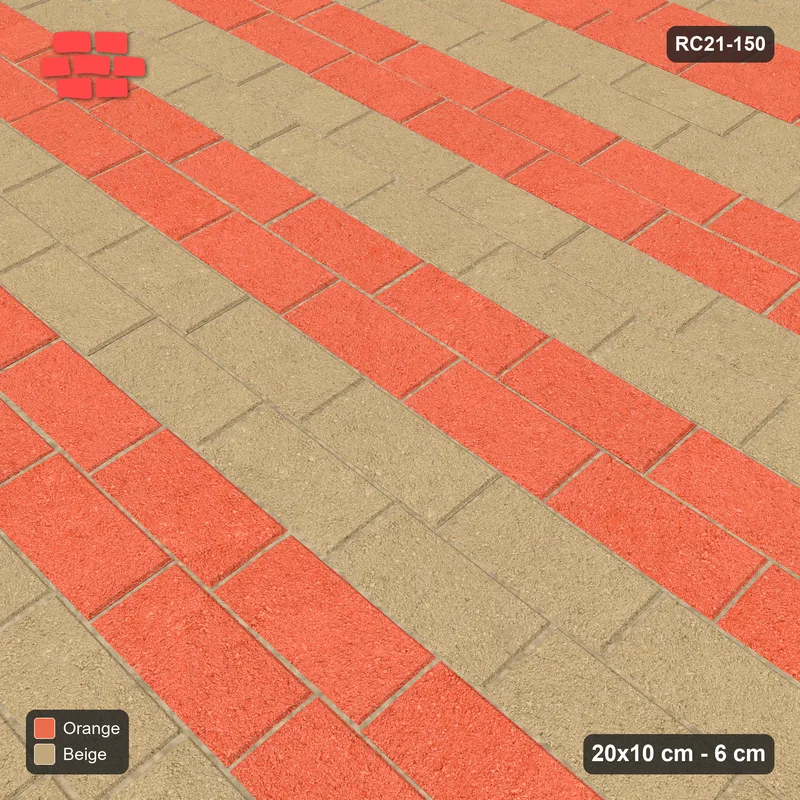 Interlock (Pasco) 20x10 cm · RC21-150 · Running Bond 1/4, Wide Course Stripes · Side view