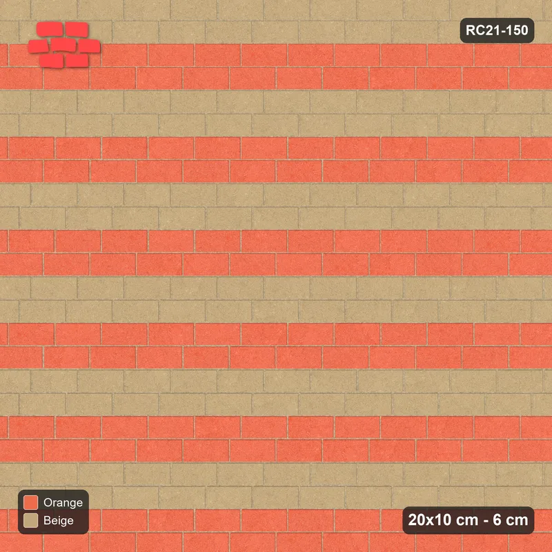 Interlock (Pasco) 20x10 cm · RC21-150 · Running Bond 1/4, Wide Course Stripes · Top view