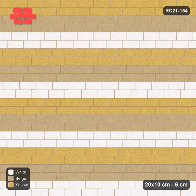 Interlock (Pasco) 20x10 cm · RC21-154 · Running Bond 1/4, Three-Tone Courses · Top view