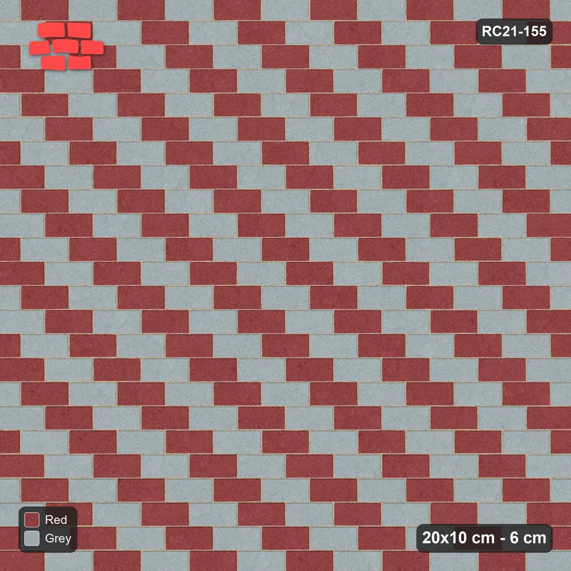 Interlock (Pasco) 20x10 cm · RC21-155 · Running Bond, Diagonal Steps 20 · Top view