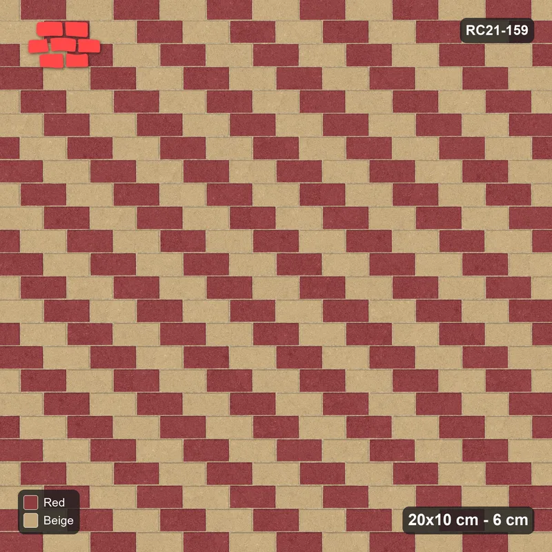 Interlock (Pasco) 20x10 cm · RC21-159 · Running Bond, Diagonal Steps 20 · Top view
