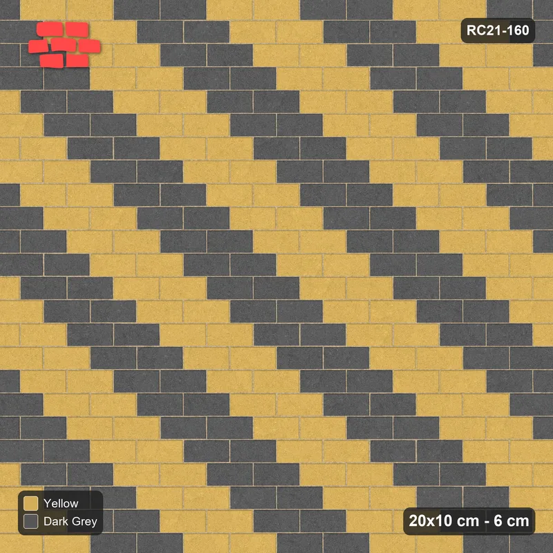 Interlock (Pasco) 20x10 cm · RC21-160 · Running Bond, Diagonal Steps 40 · Top view