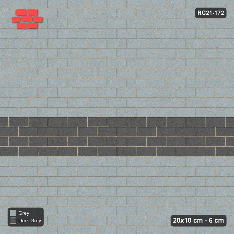 Interlock (Pasco) 20x10 cm · RC21-172 · Running Bond, Feature Band · Top view