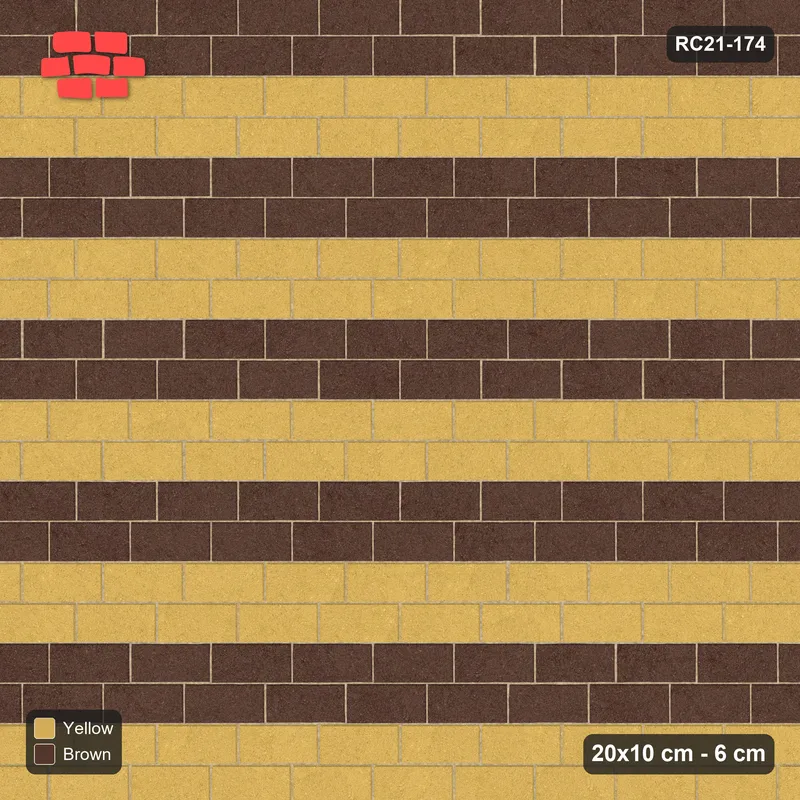 Interlock (Pasco) 20x10 cm · RC21-174 · Running Bond 1/3, Striped, 42B Kerb Frame · Top view