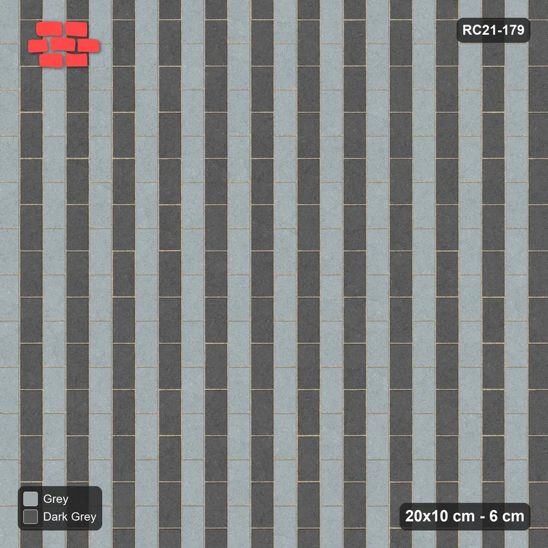 Interlock (Pasco) 20x10 cm · RC21-179 · Vertical Running Bond, Alternate Courses · Top view