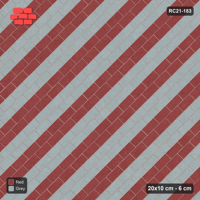 Interlock (Pasco) 20x10 cm · RC21-183 · Diagonal Running Bond, Diagonal Colour · Top view