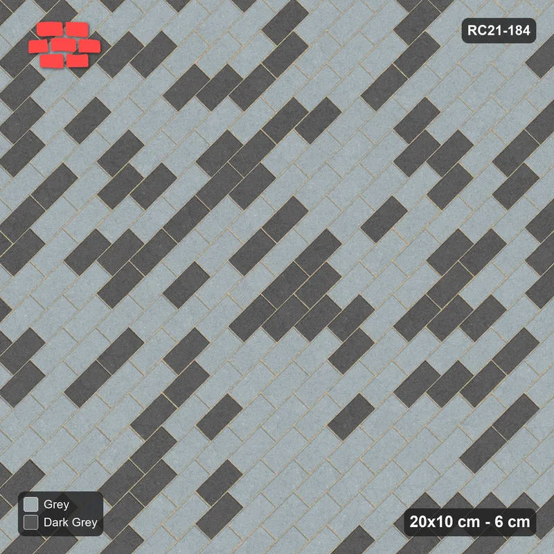 Interlock (Pasco) 20x10 cm · RC21-184 · Diagonal Running Bond, Diagonal Colour · Top view