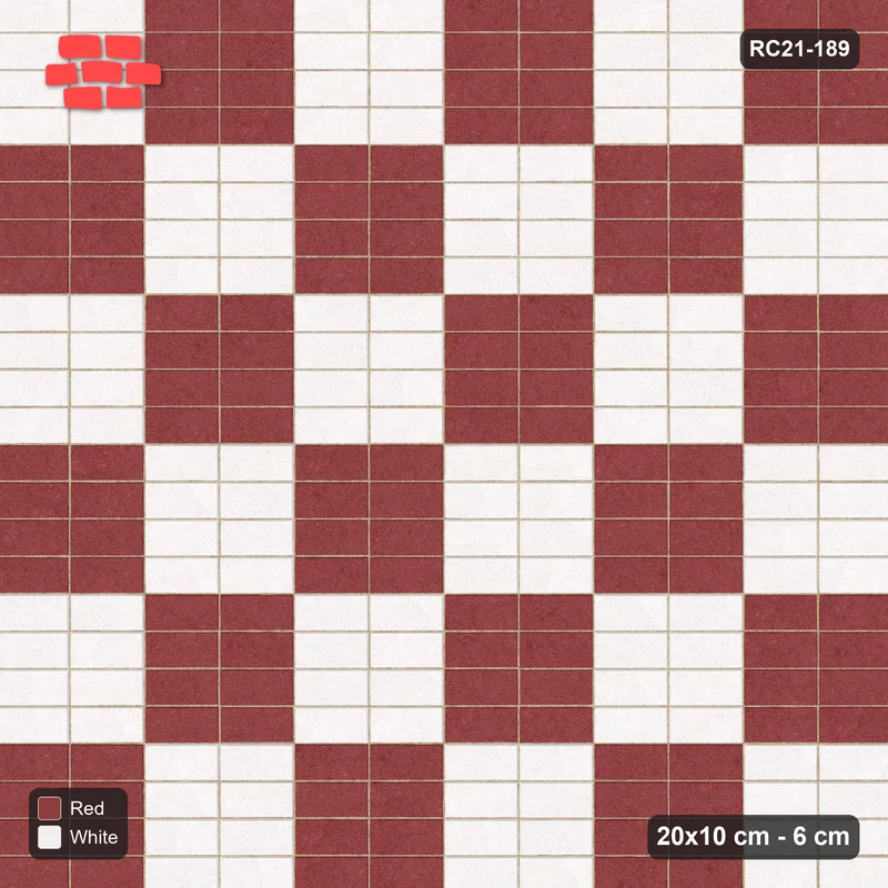 Interlock (Pasco) 20x10 cm · RC21-189 · Stack Bond, Chequer Cells 40 · Top view