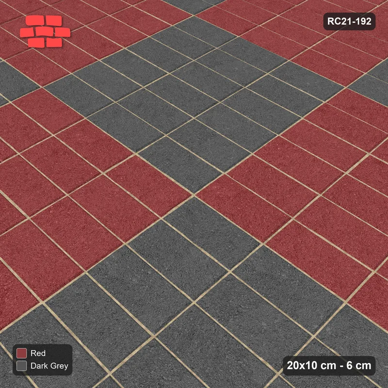 Interlock (Pasco) 20x10 cm · RC21-192 · Stack Bond, Chequer Cells 60 · Side view