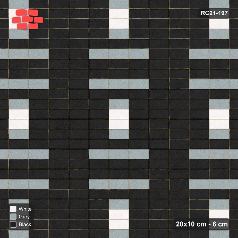 Interlock (Pasco) 20x10 cm · RC21-197 · Stack Bond, Medallion Squares · Top view