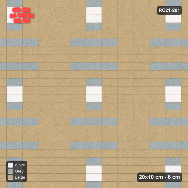 Interlock (Pasco) 20x10 cm · RC21-201 · Stack Bond, Medallion Squares · Top view