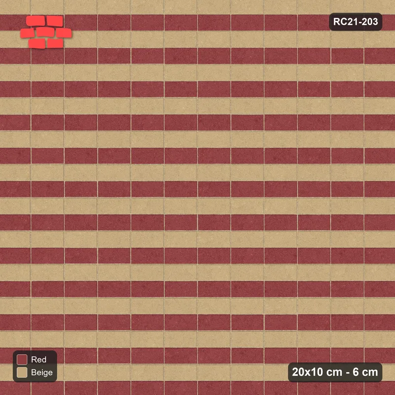 Interlock (Pasco) 20x10 cm · RC21-203 · Stack Bond, Stripes · Top view