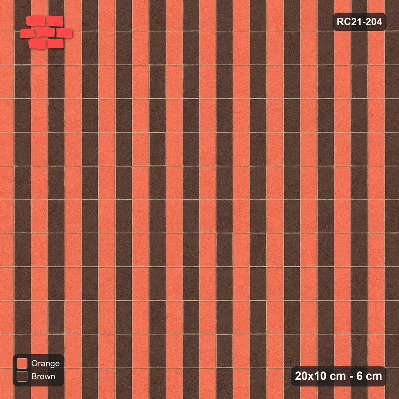 Interlock (Pasco) 20x10 cm · RC21-204 · Vertical Stack Bond, Stripes · Top view