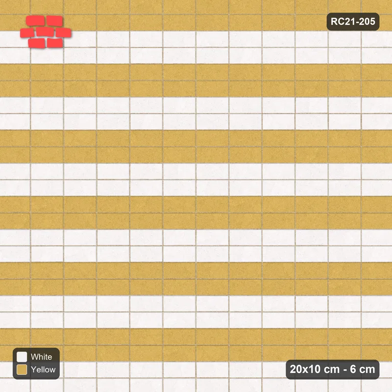 Interlock (Pasco) 20x10 cm · RC21-205 · Stack Bond, Stripes · Top view