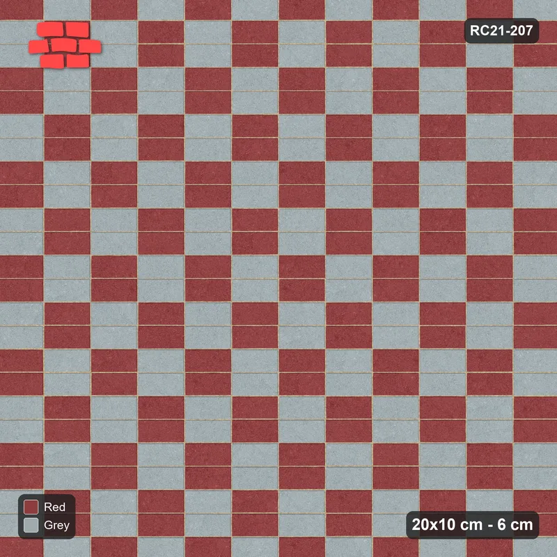 Interlock (Pasco) 20x10 cm · RC21-207 · Stack Bond, Diagonal Steps · Top view