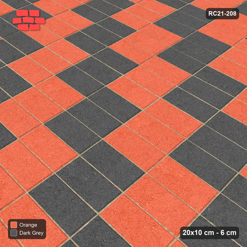 Interlock (Pasco) 20x10 cm · RC21-208 · Stack Bond, Diagonal Steps 30 · Side view