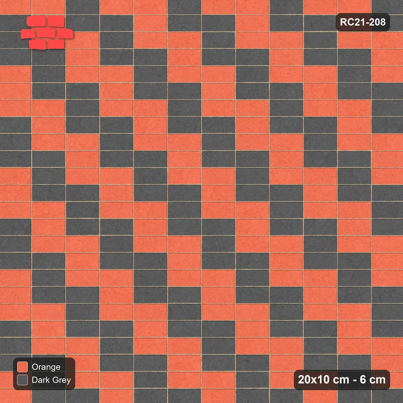 Interlock (Pasco) 20x10 cm · RC21-208 · Stack Bond, Diagonal Steps 30 · Top view
