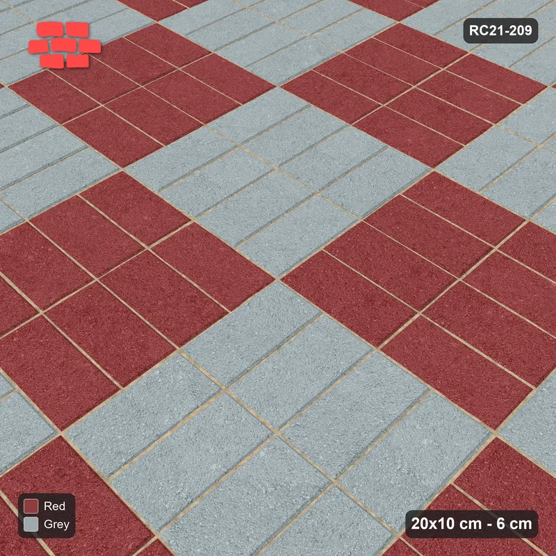Interlock (Pasco) 20x10 cm · RC21-209 · Cross Panels 40 cm, Brick & Ash · Side view