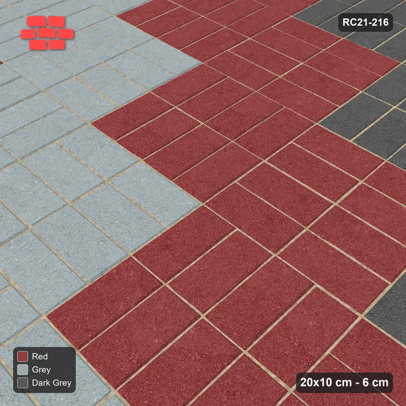 Interlock (Pasco) 20x10 cm · RC21-216 · Cross Panels 40 cm, Three Tone, Urban Brick · Side view