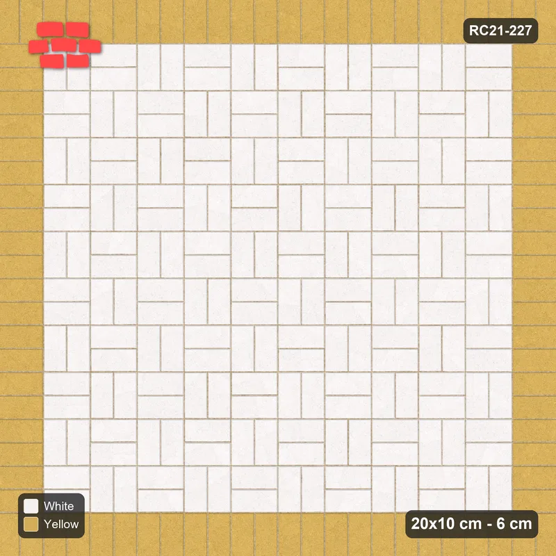 Interlock (Pasco) 20x10 cm · RC21-227 · Basketweave Field, Ochre Soldier Border · Top view