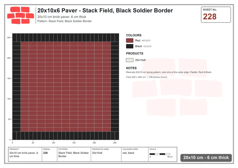 Interlock (Pasco) 20x10 cm · RC21-228 · Stack Field, Black Soldier Border · Laying plan Interlock (Pasco) 20x10 cm · RC21-228 · Stack Field, Black Soldier Border · Laying plan