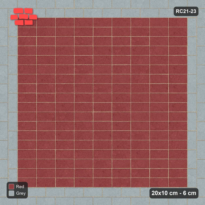 Interlock (Pasco) 20x10 cm · RC21-23 · Stack Field, Double Stretcher Border · Top view