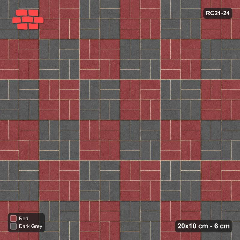 Interlock (Pasco) 20x10 cm · RC21-24 · Basketweave, Two-Block Chequer · Top view