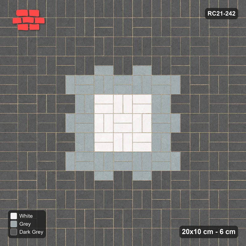 Interlock (Pasco) 20x10 cm · RC21-242 · Basketweave Medallion, Soldier Border · Top view