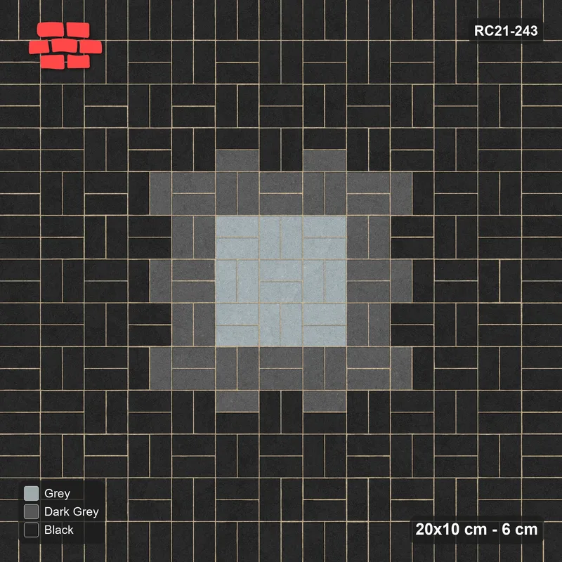 Interlock (Pasco) 20x10 cm · RC21-243 · Basketweave Medallion, Soldier Border · Top view