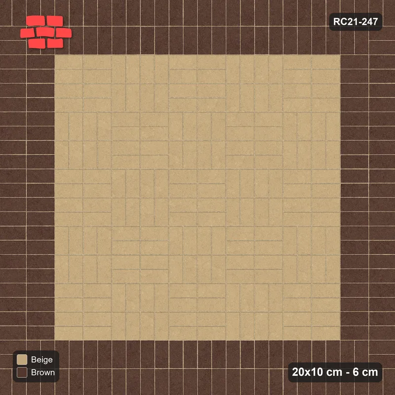 Interlock (Pasco) 20x10 cm · RC21-247 · Panel Chequer 40 cm, Double Soldier Border · Top view