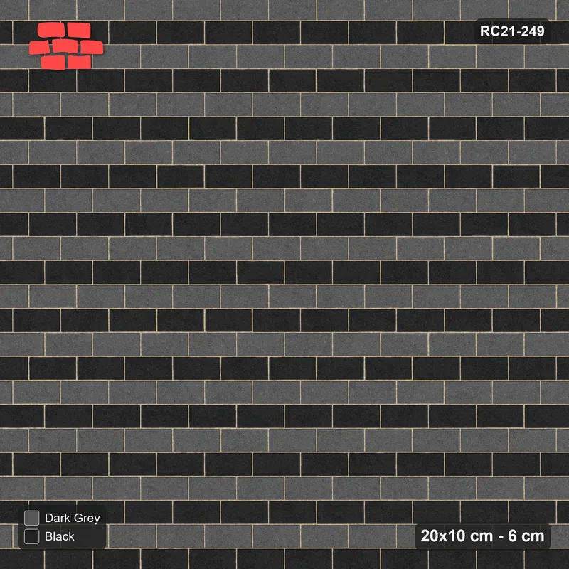 Interlock (Pasco) 20x10 cm · RC21-249 · Running Bond 1/3, Alternate Courses · Top view