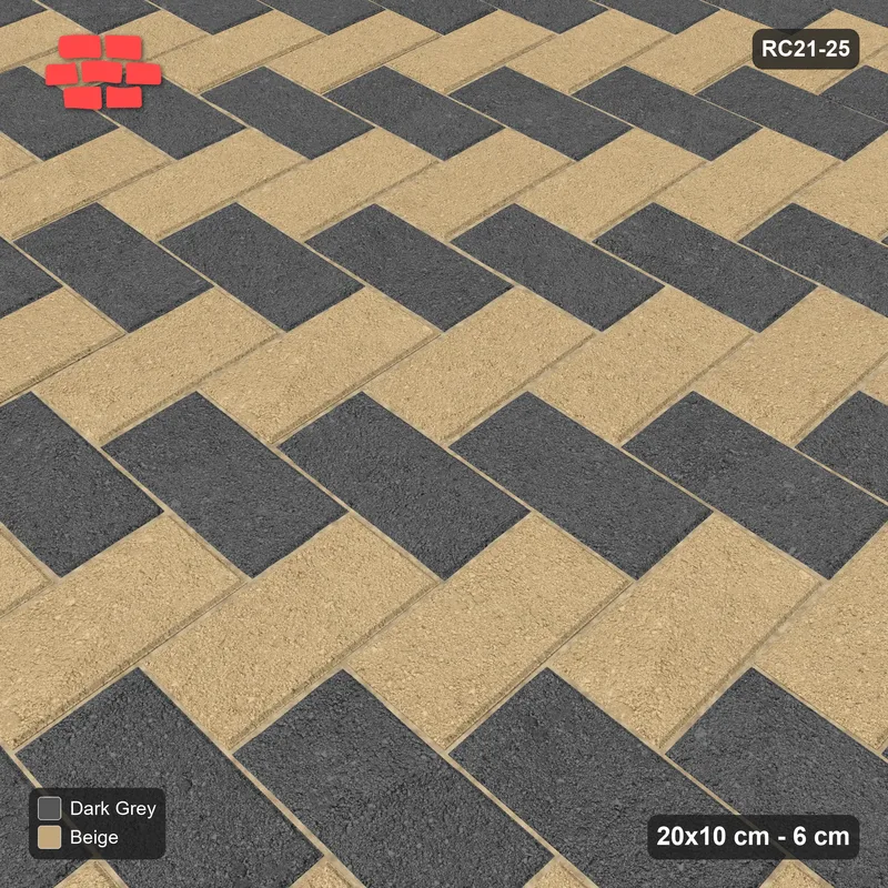 Interlock (Pasco) 20x10 cm · RC21-25 · Two-Tone Herringbone, Kerb Frame · Side view