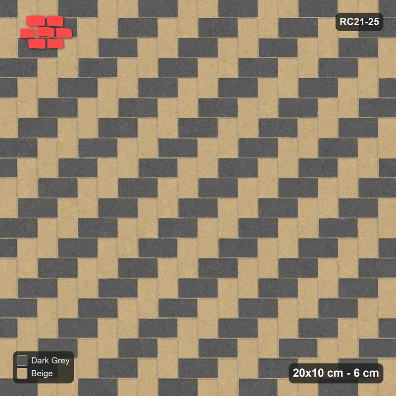 Interlock (Pasco) 20x10 cm · RC21-25 · Two-Tone Herringbone, Kerb Frame · Top view