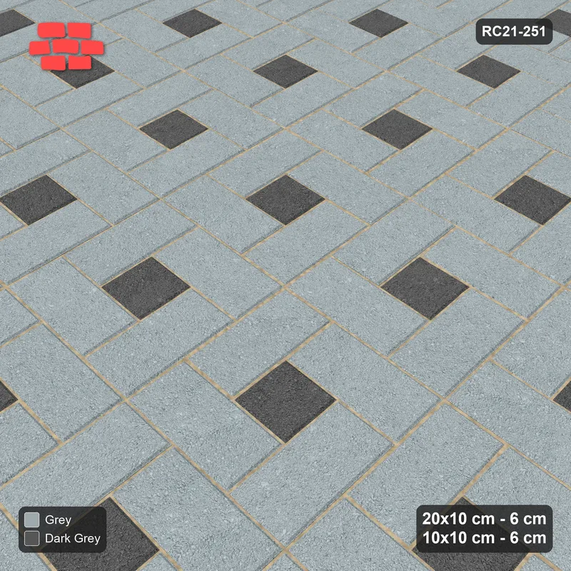 Interlock (Pasco) 20x10 cm · RC21-251 · Pinwheel CW, 10x10 Centres, Solid Planks - Charcoal Edge · Side view