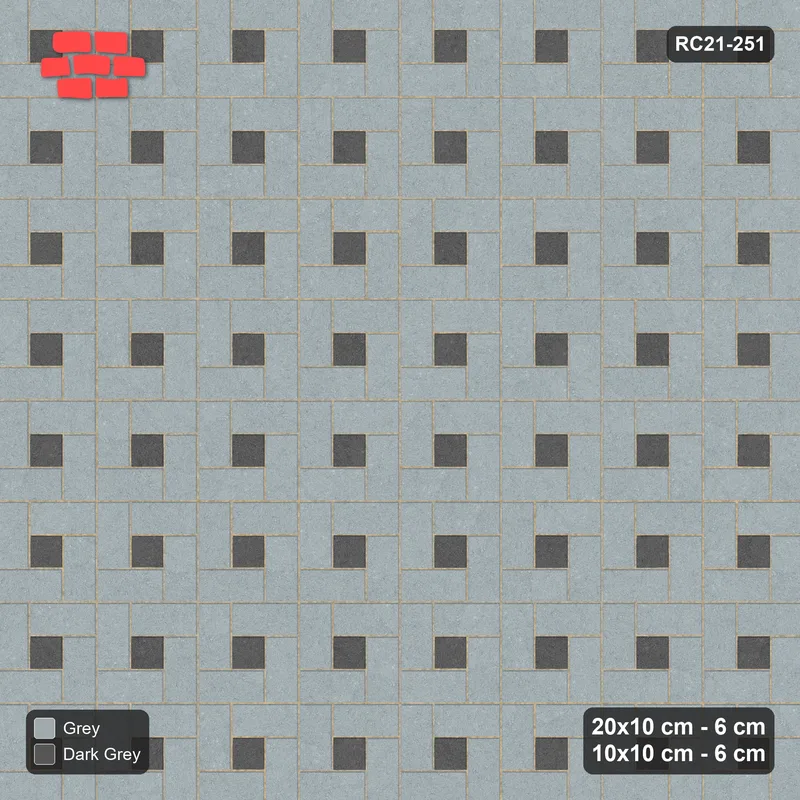 Interlock (Pasco) 20x10 cm · RC21-251 · Pinwheel CW, 10x10 Centres, Solid Planks - Charcoal Edge · Top view