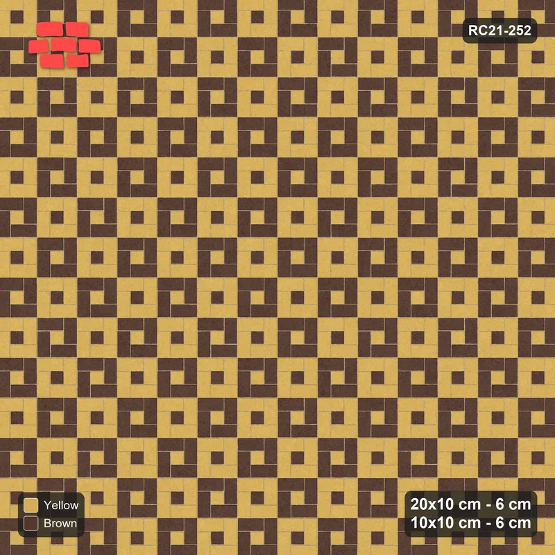 Interlock (Pasco) 20x10 cm · RC21-252 · Pinwheel ACW, 10x10 Centres, Module Chequer - Harvest · Top view