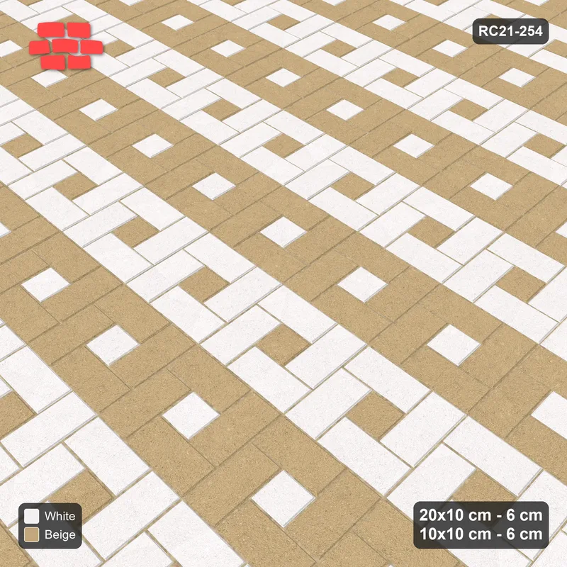 Interlock (Pasco) 20x10 cm · RC21-254 · Pinwheel ACW, 10x10 Centres, Row Bands - Ivory & Sand · Side view