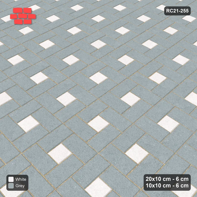 Interlock (Pasco) 20x10 cm · RC21-255 · Pinwheel CW, 10x10 Centres, Solid Planks - Salt & Pepper · Side view