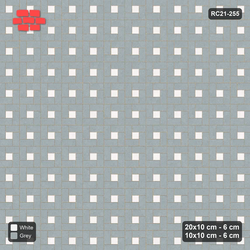 Interlock (Pasco) 20x10 cm · RC21-255 · Pinwheel CW, 10x10 Centres, Solid Planks - Salt & Pepper · Top view