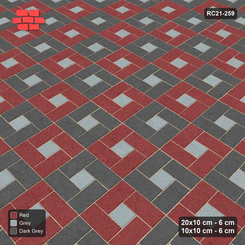 Interlock (Pasco) 20x10 cm · RC21-259 · Pinwheel CW, 10x10 Centres, Module Chequer - Urban Brick · Side view