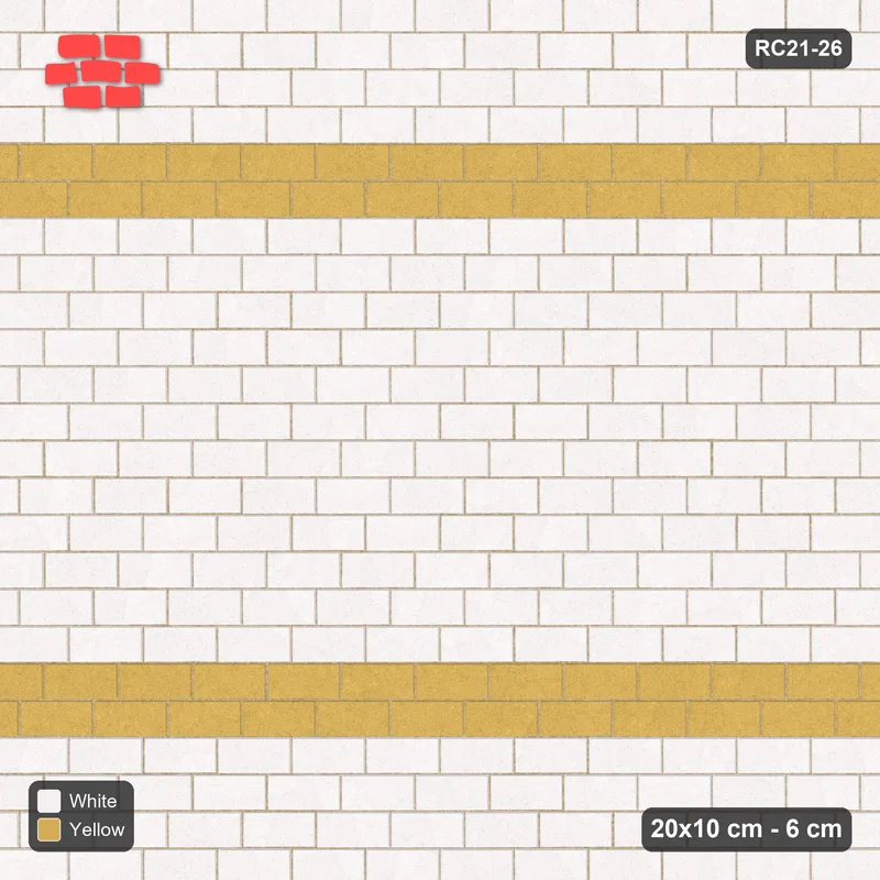 Interlock (Pasco) 20x10 cm · RC21-26 · Running Bond 1/3, Twin Ochre Bands · Top view