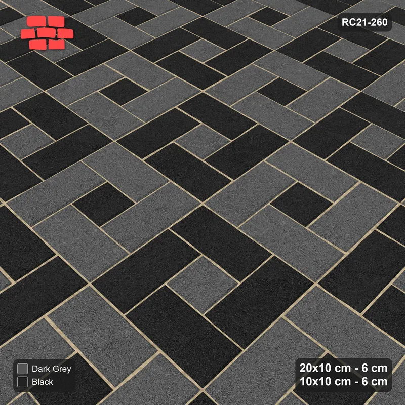 Interlock (Pasco) 20x10 cm · RC21-260 · Pinwheel ACW, 10x10 Centres, Module Chequer - Night Sky · Side view