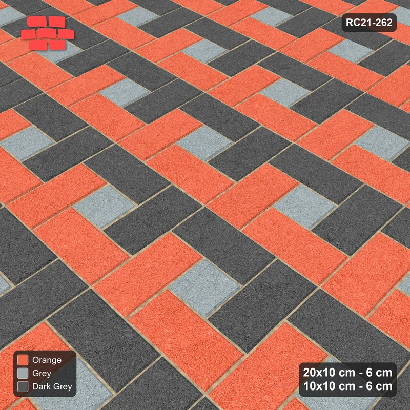 Interlock (Pasco) 20x10 cm · RC21-262 · Pinwheel ACW, Alternating Planks + Kerb - Sunset Slate · Side view