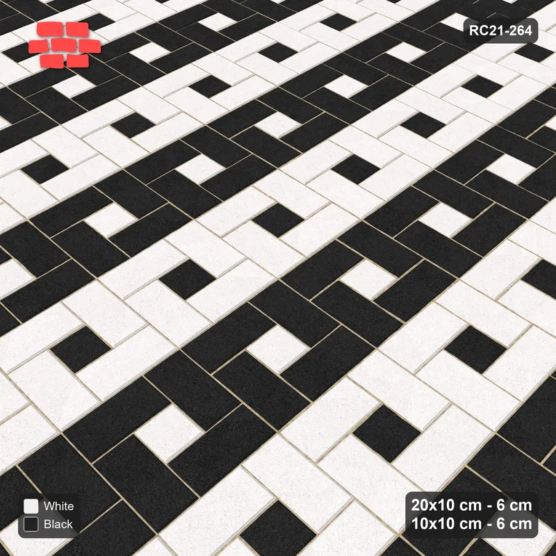 Interlock (Pasco) 20x10 cm · RC21-264 · Pinwheel ACW, 10x10 Centres, Column Bands + Kerb - Contrast · Side view