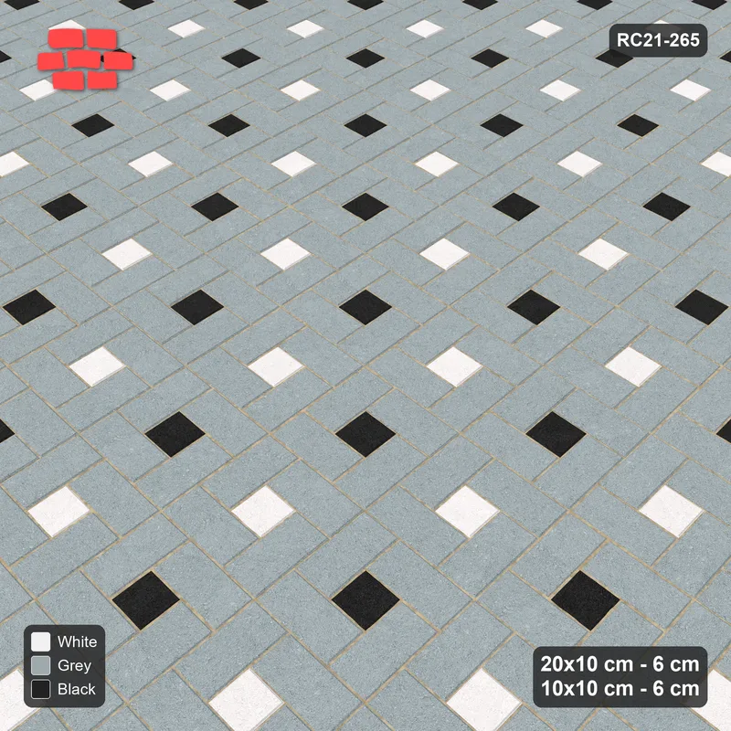 Interlock (Pasco) 20x10 cm · RC21-265 · Pinwheel CW, Solid Planks, Two-Tone Centres - Tuxedo · Side view